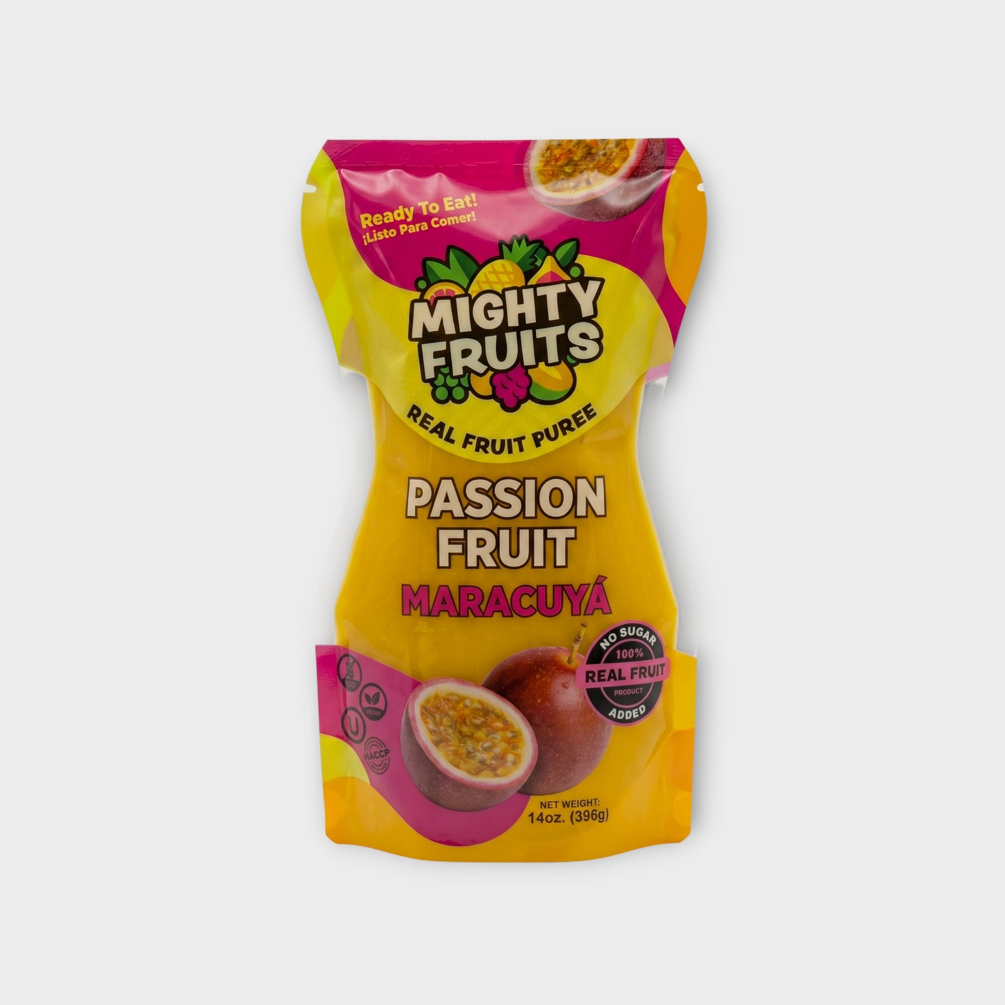 14 oz Pouch · Passion Fruit Purée, Seedless | Maracuyá sin Semilla