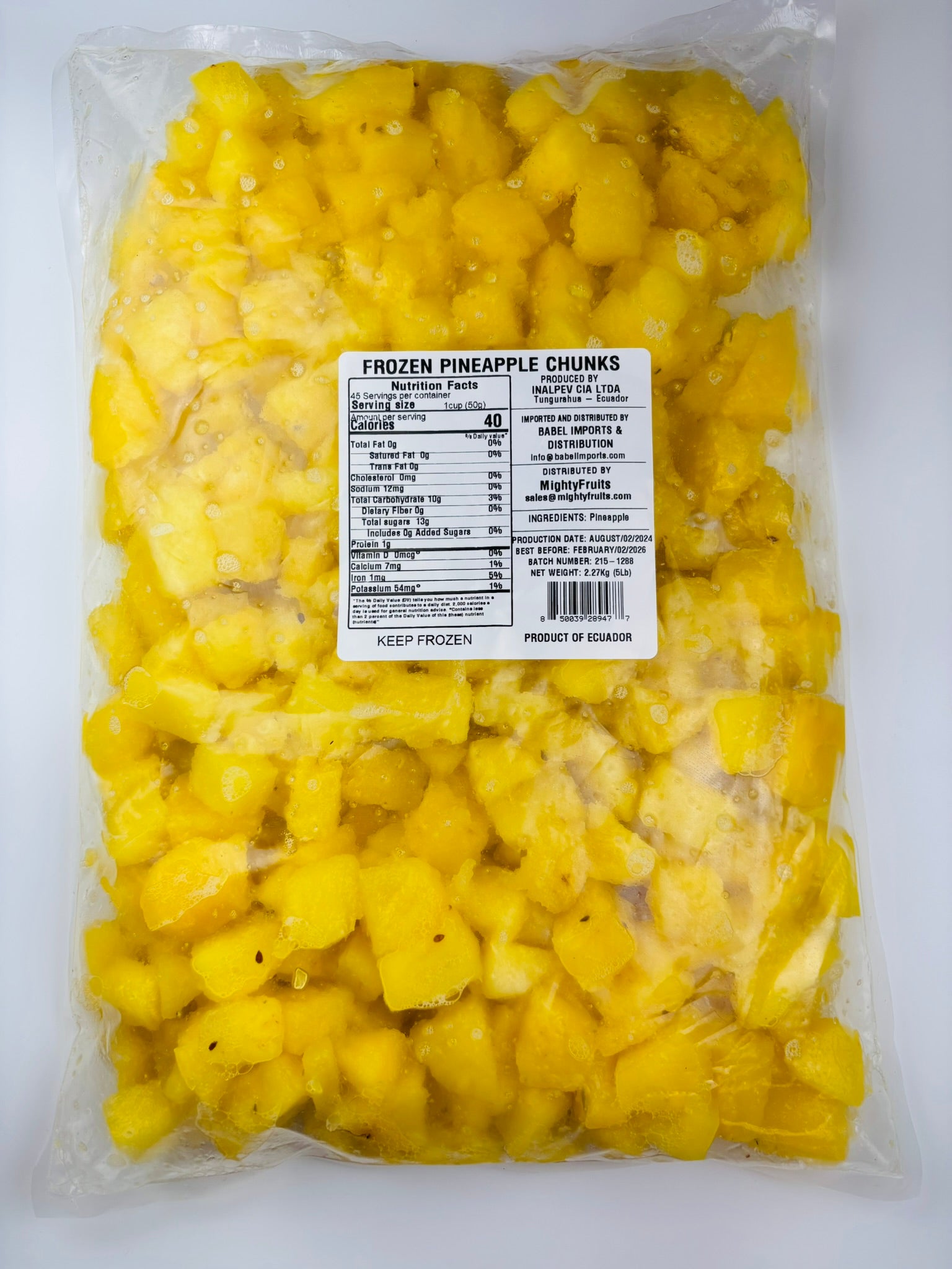 5 lbs - Pineapple Chunks - IQF